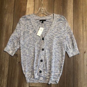 Banana Republic Factory Blue Marled Elbow Sleeve Cardigan NWT